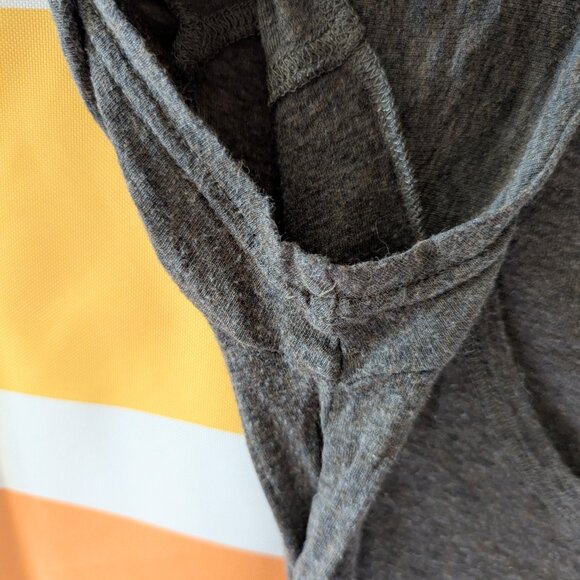 AllSaints Dark Grey Brown Scoop Neck Shirt Layering Worn Distressed Grunge 6 - Picture 6 of 11